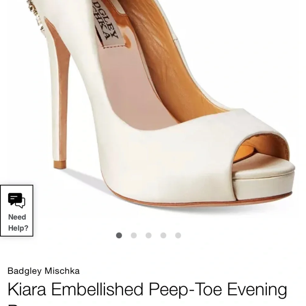 Badgley Mischka White Crystal Embellished Satin Heels